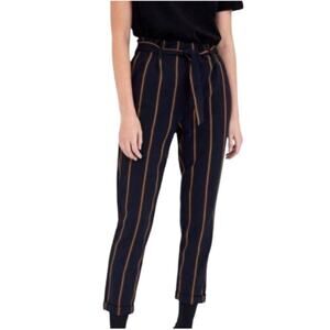 Zara Striped Paperbag Style Pull-on Trouser Pants Navy + Tan
Women's Size Medium